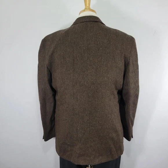 Casual Options Men's Sport Coat Blazer Three Button Brown Tweed‎ Wool Size 44R